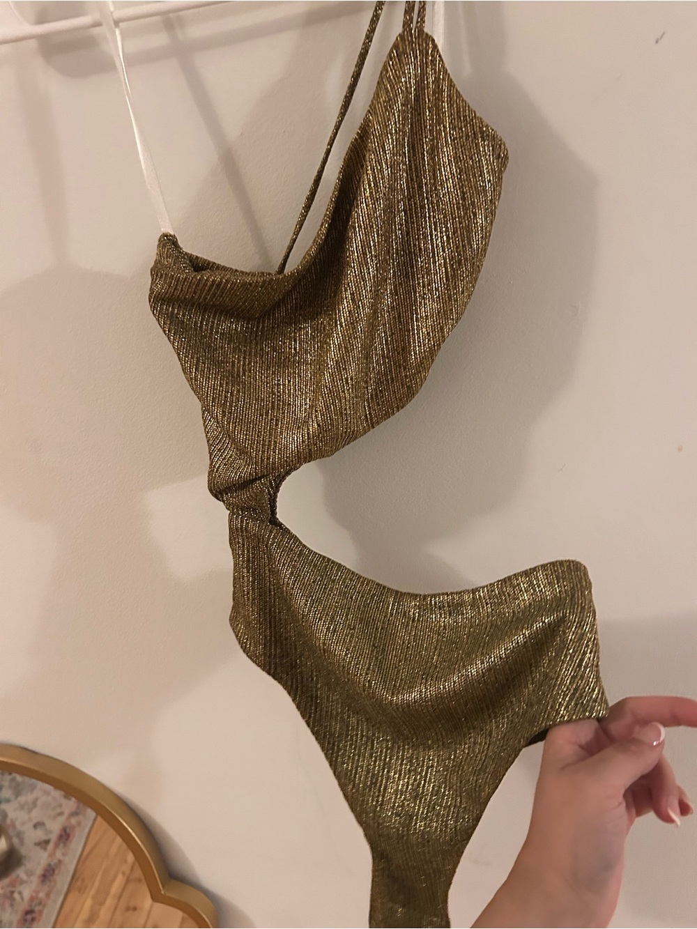 superdown Metallic Gold Ribbed Tank Top - Picture 2 of 3